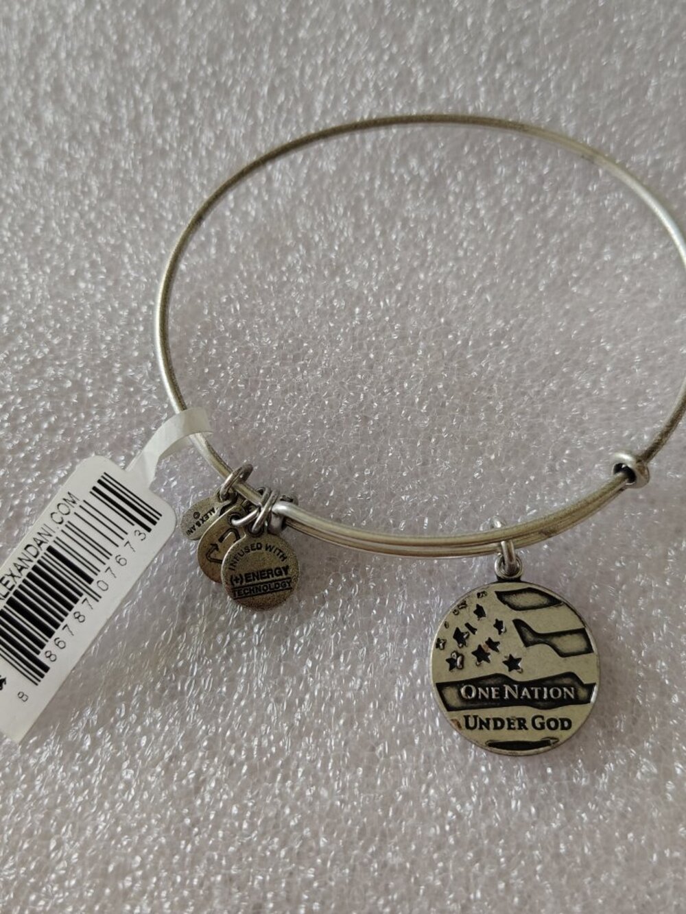 Alex And Ani One Nation Under God Silver Charm Bracelet Bangle Freedom USA 573